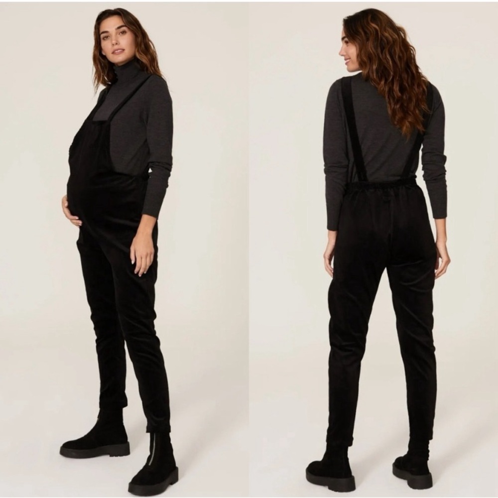 Stowaway Collection Maternity Black Cord Overalls NWT
